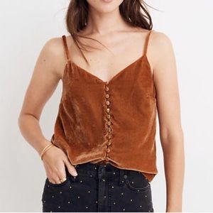 NWOT Madewell Velvet Button-Down Cami Burnt Orange